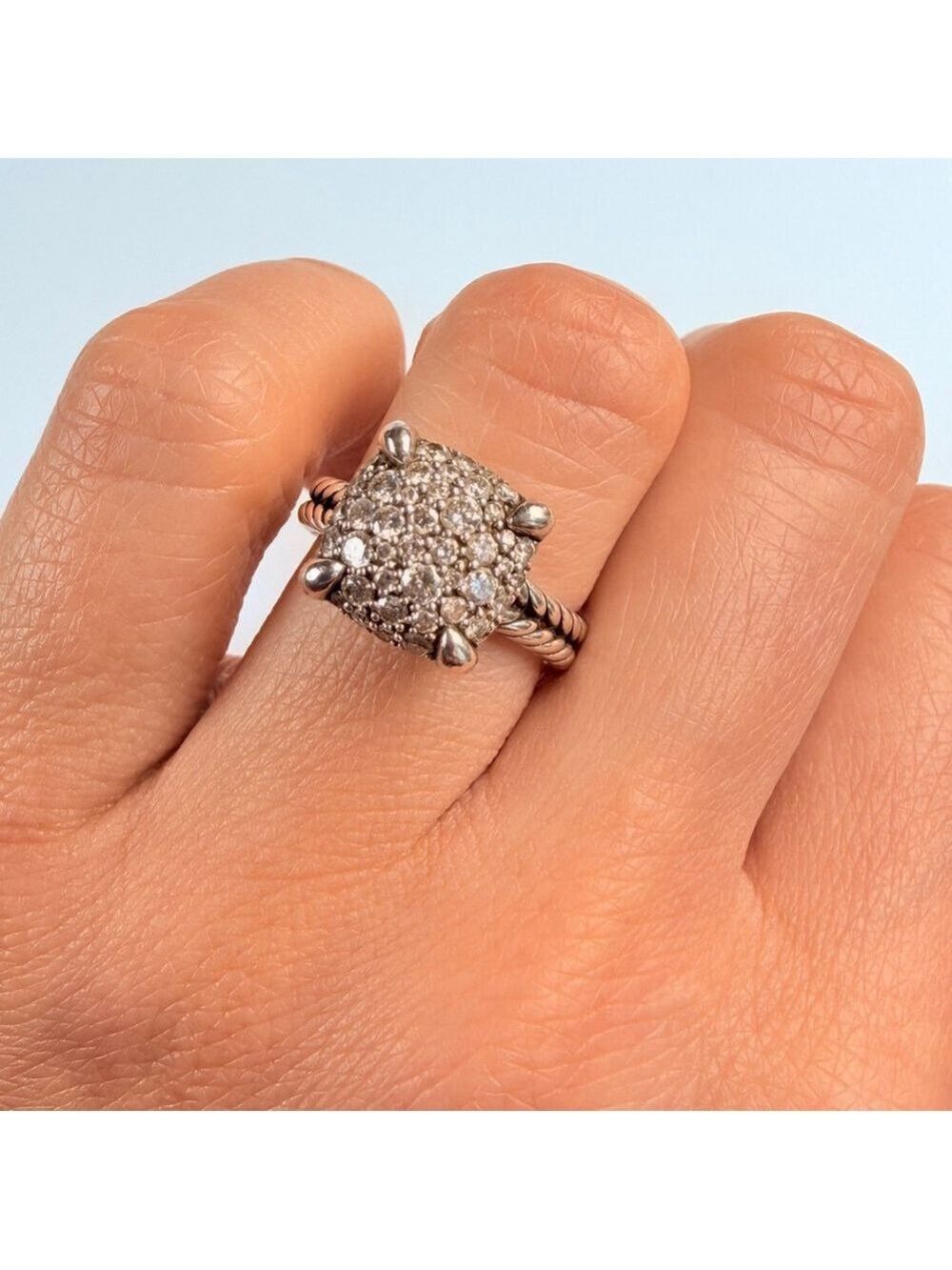 Authentic David Yurman Pave Diamond Chatelaine 925 Sterling Silver Ring $2300 - Picture 9 of 13